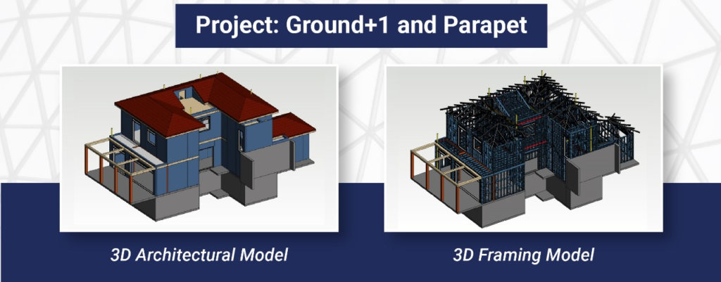 custom BIM services Ground+1 and Parapet building in Israel done detailing.
